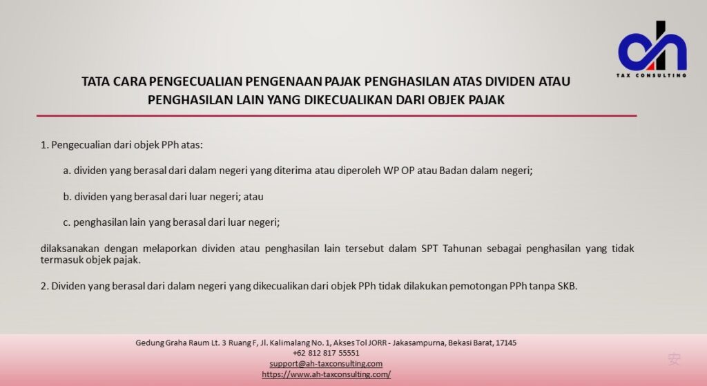 Penghasilan yang Dikecualikan dari Objek PPh-Tata Cara Pengecualian